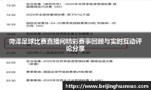 菏泽足球比赛直播间精彩赛事回顾与实时互动评论分享