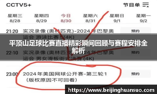 平顶山足球比赛直播精彩瞬间回顾与赛程安排全解析